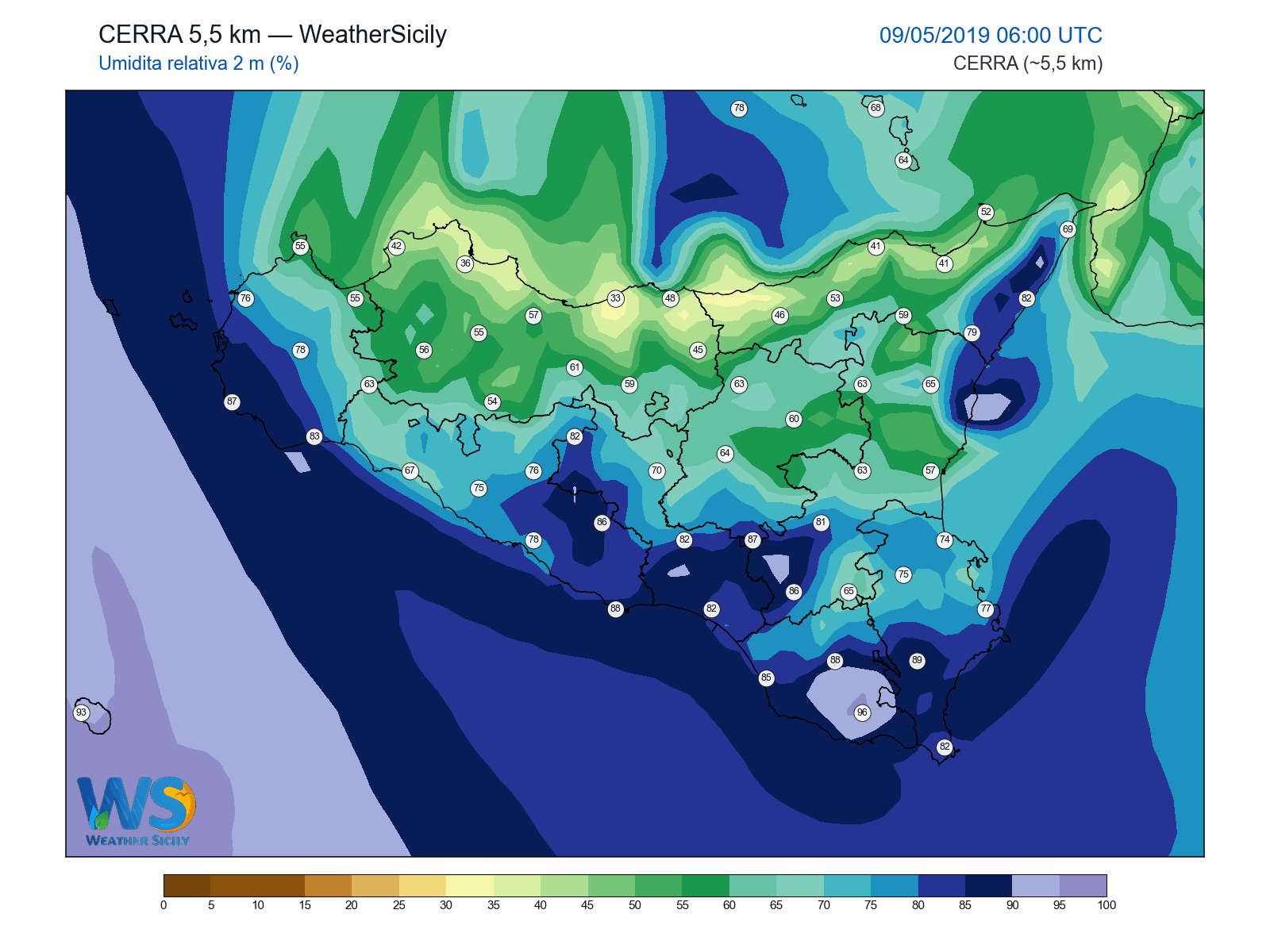 Umidità relativa 2 m · 2019050906