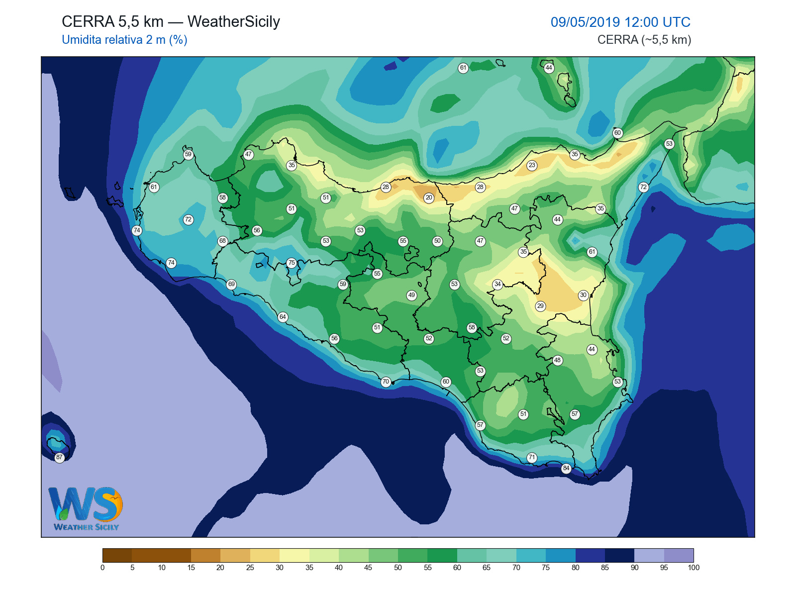 Umidità relativa 2 m · 2019050912