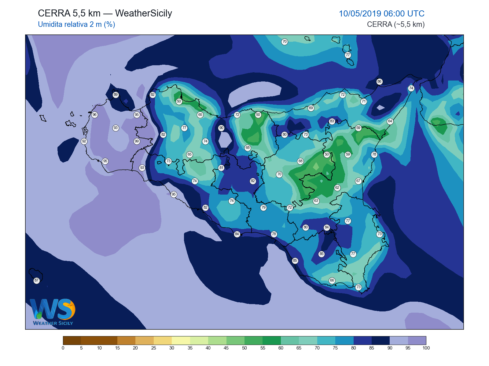 Umidità relativa 2 m · 2019051006