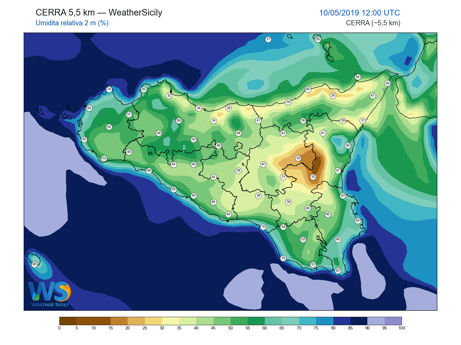 Umidità relativa 2 m · 2019051012