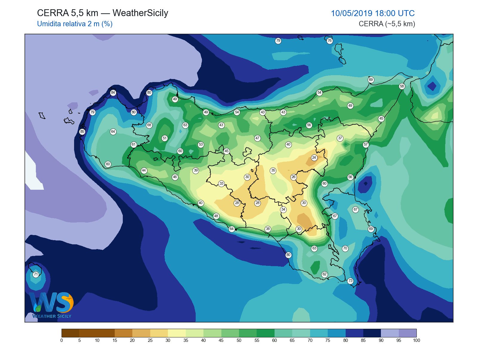 Umidità relativa 2 m · 2019051018