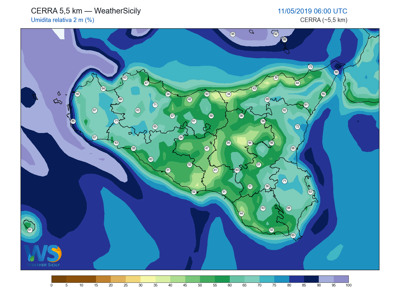 Umidità relativa 2 m · 2019051106