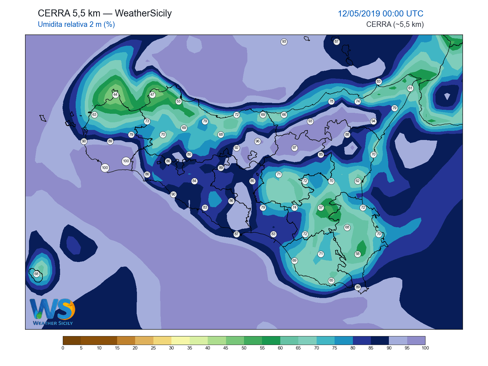 Umidità relativa 2 m · 2019051200