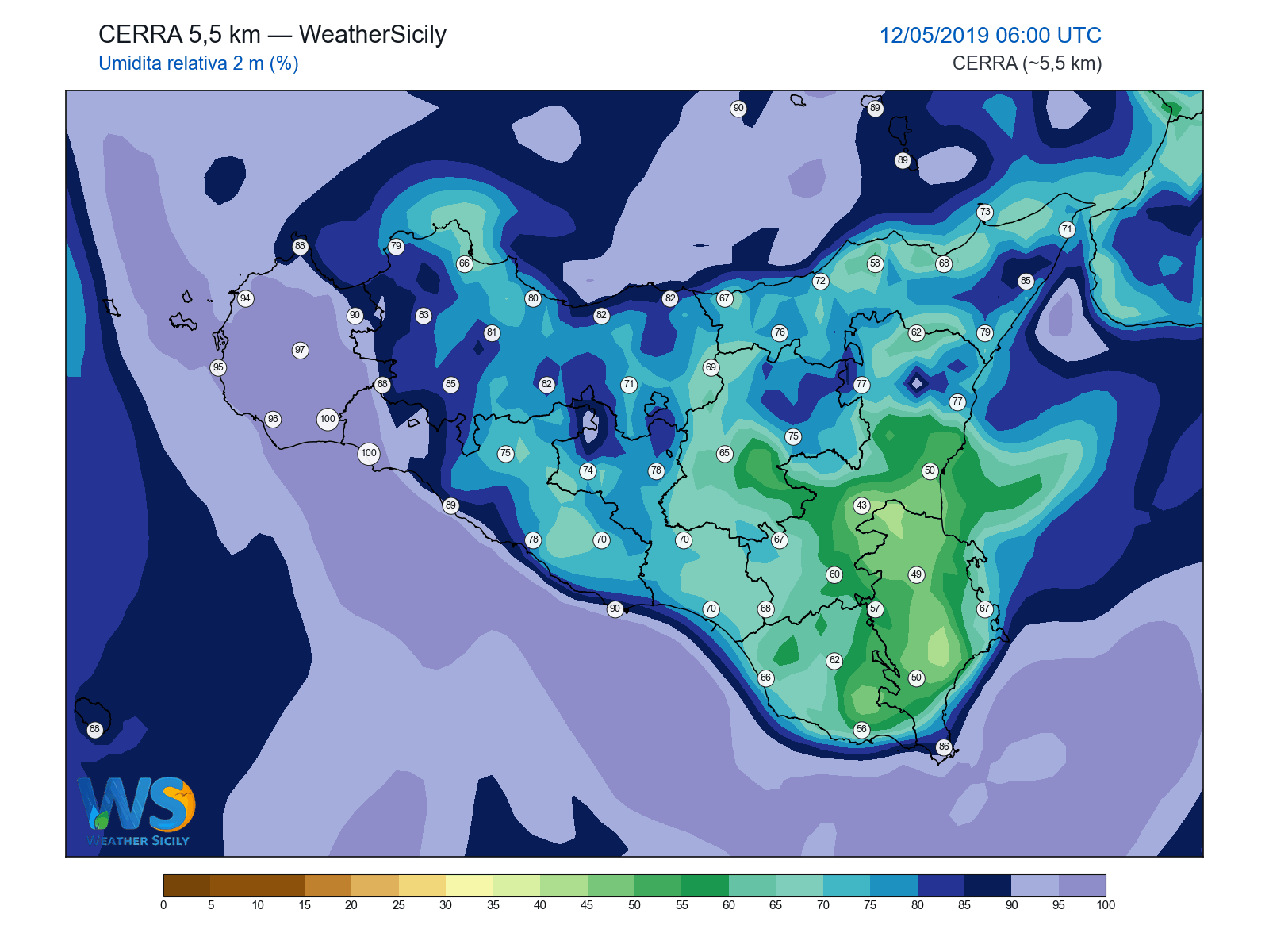 Umidità relativa 2 m · 2019051206