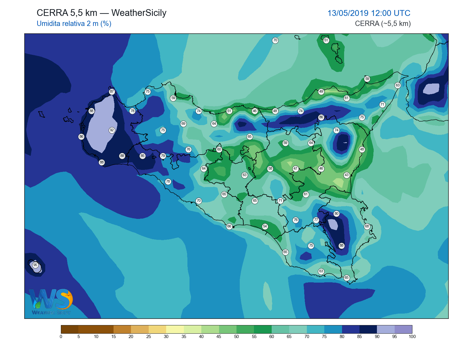 Umidità relativa 2 m · 2019051312