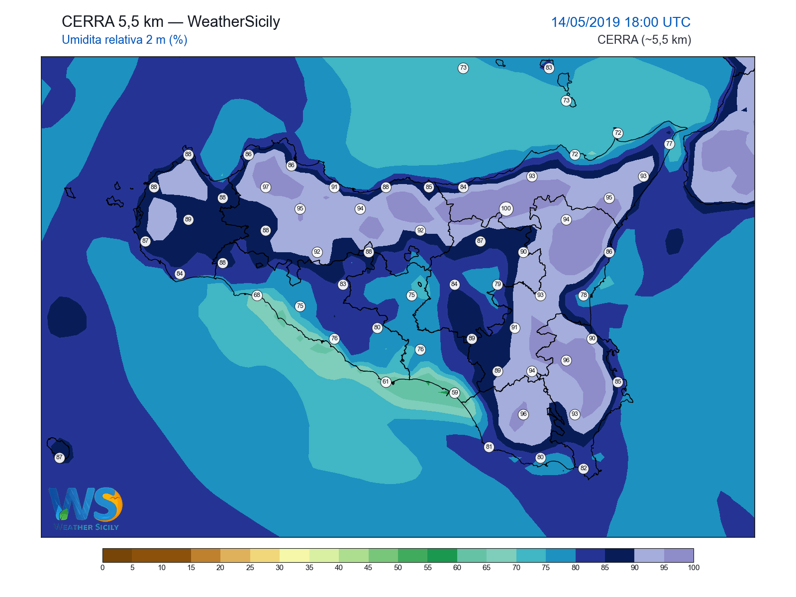 Umidità relativa 2 m · 2019051418