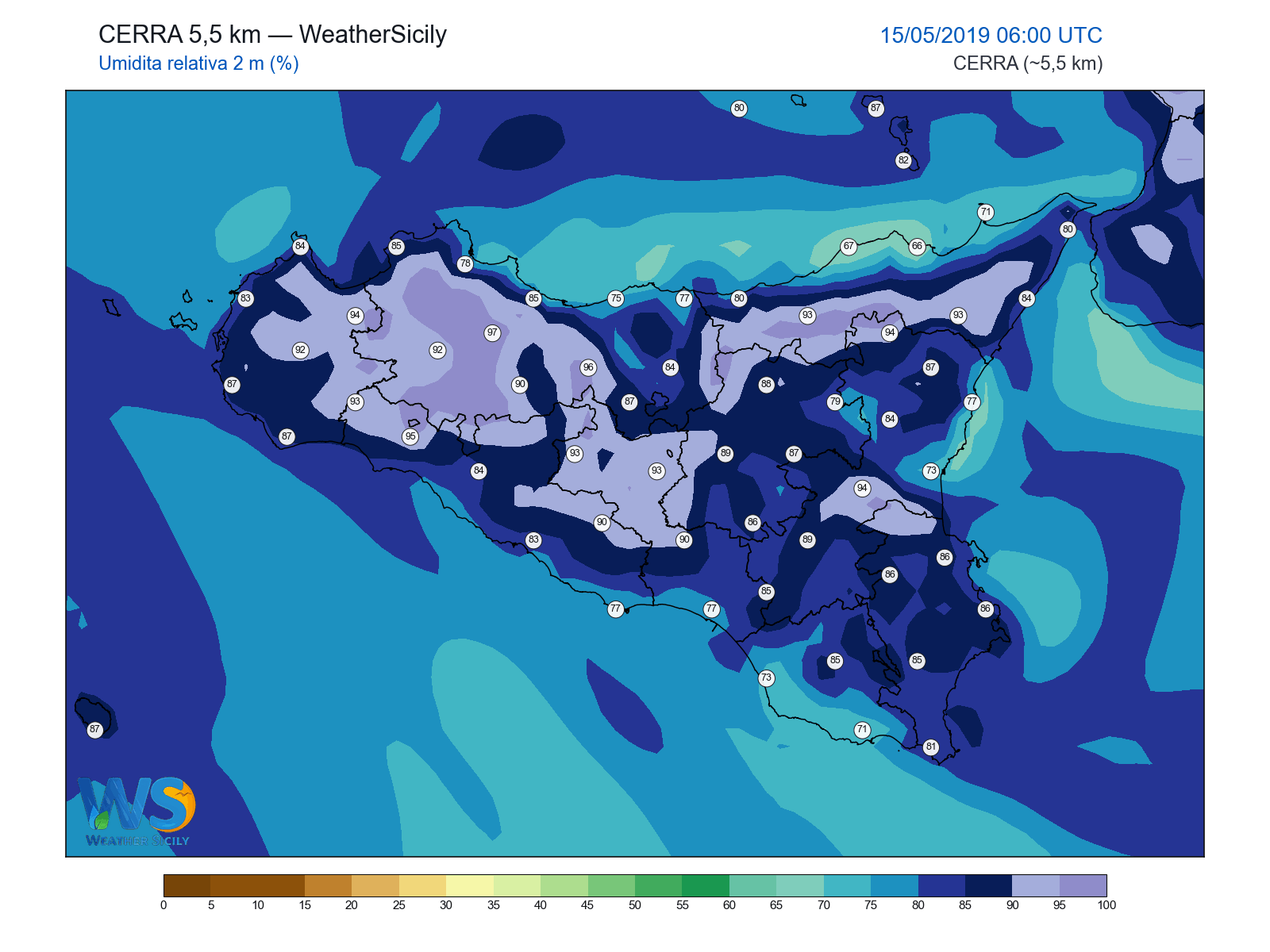 Umidità relativa 2 m · 2019051506