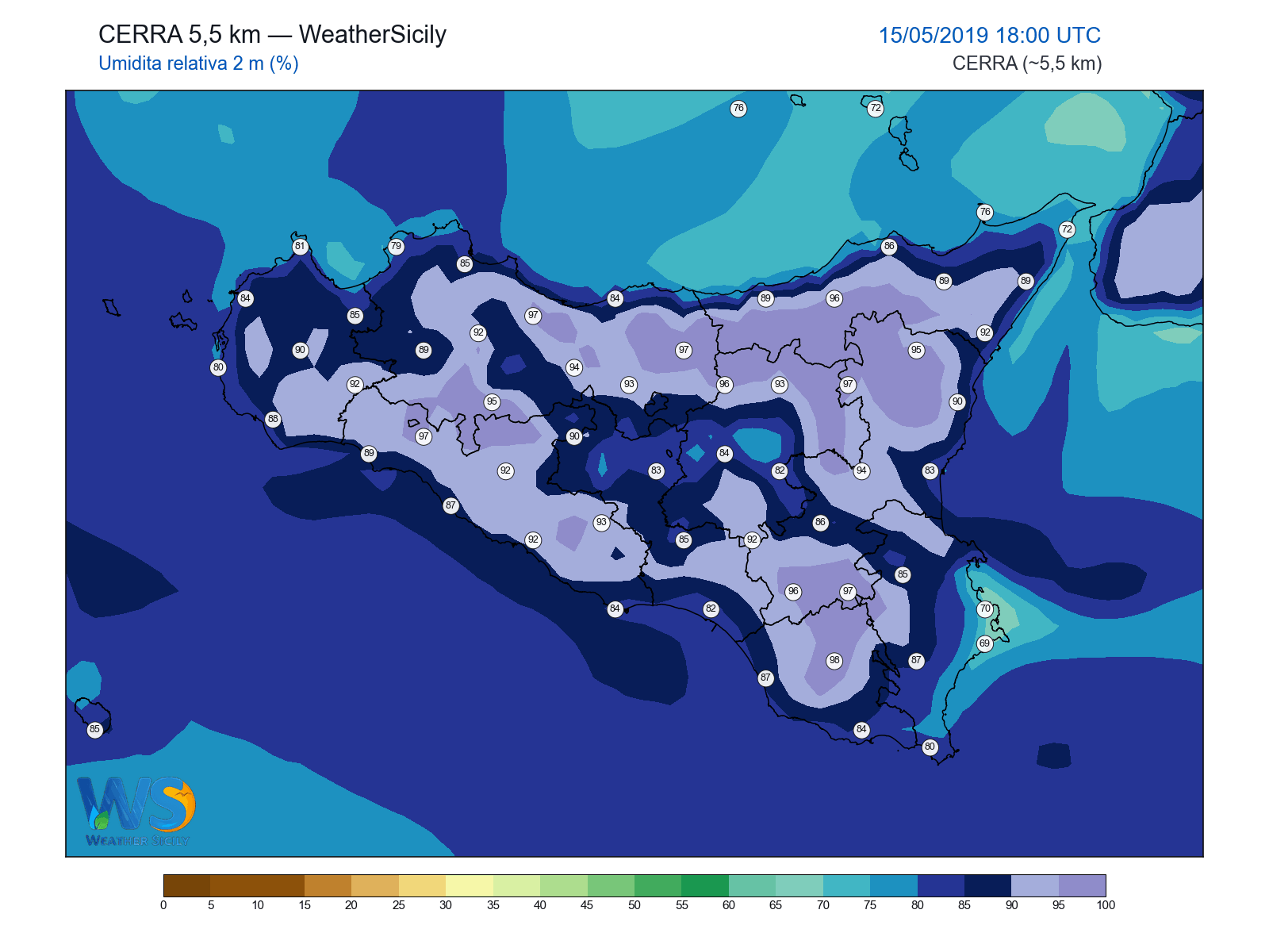 Umidità relativa 2 m · 2019051518
