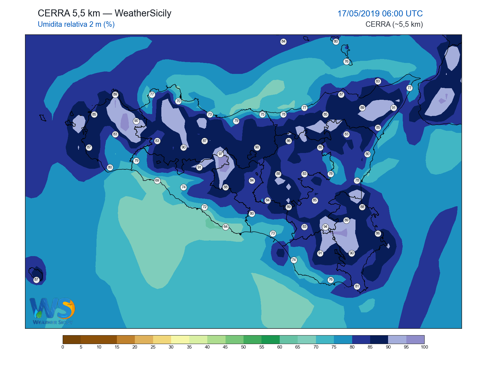 Umidità relativa 2 m · 2019051706