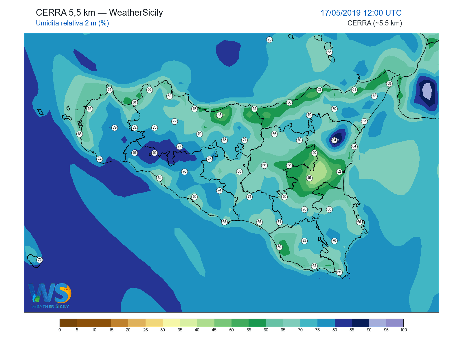 Umidità relativa 2 m · 2019051712