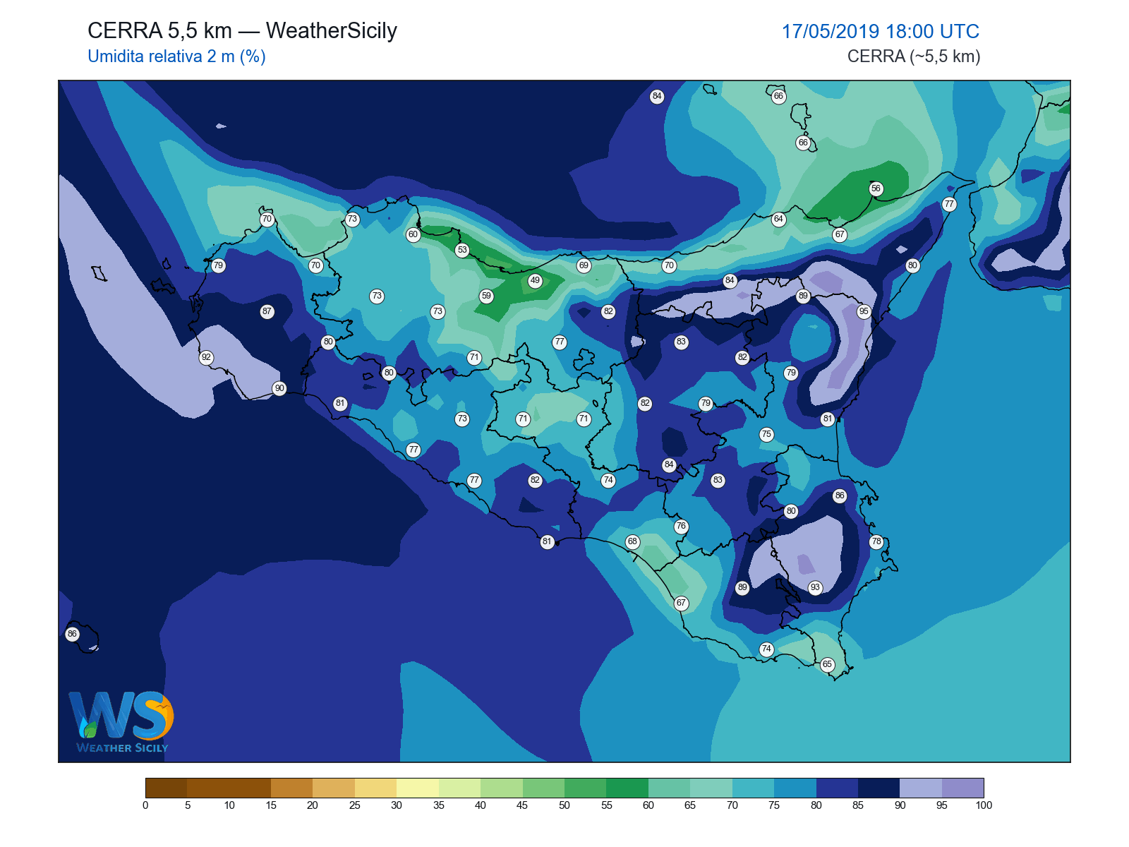 Umidità relativa 2 m · 2019051718