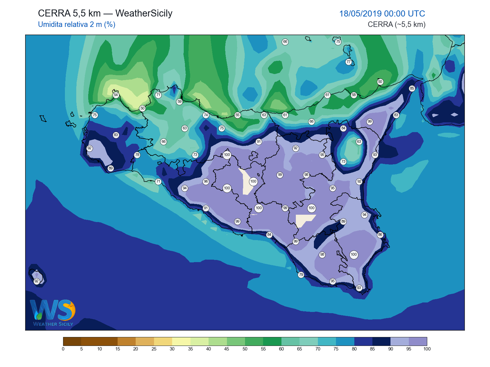 Umidità relativa 2 m · 2019051800