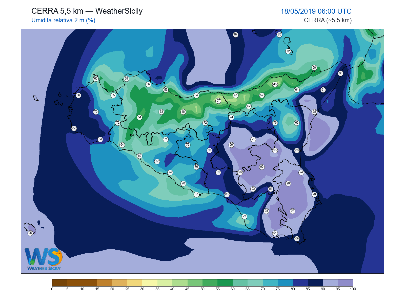 Umidità relativa 2 m · 2019051806
