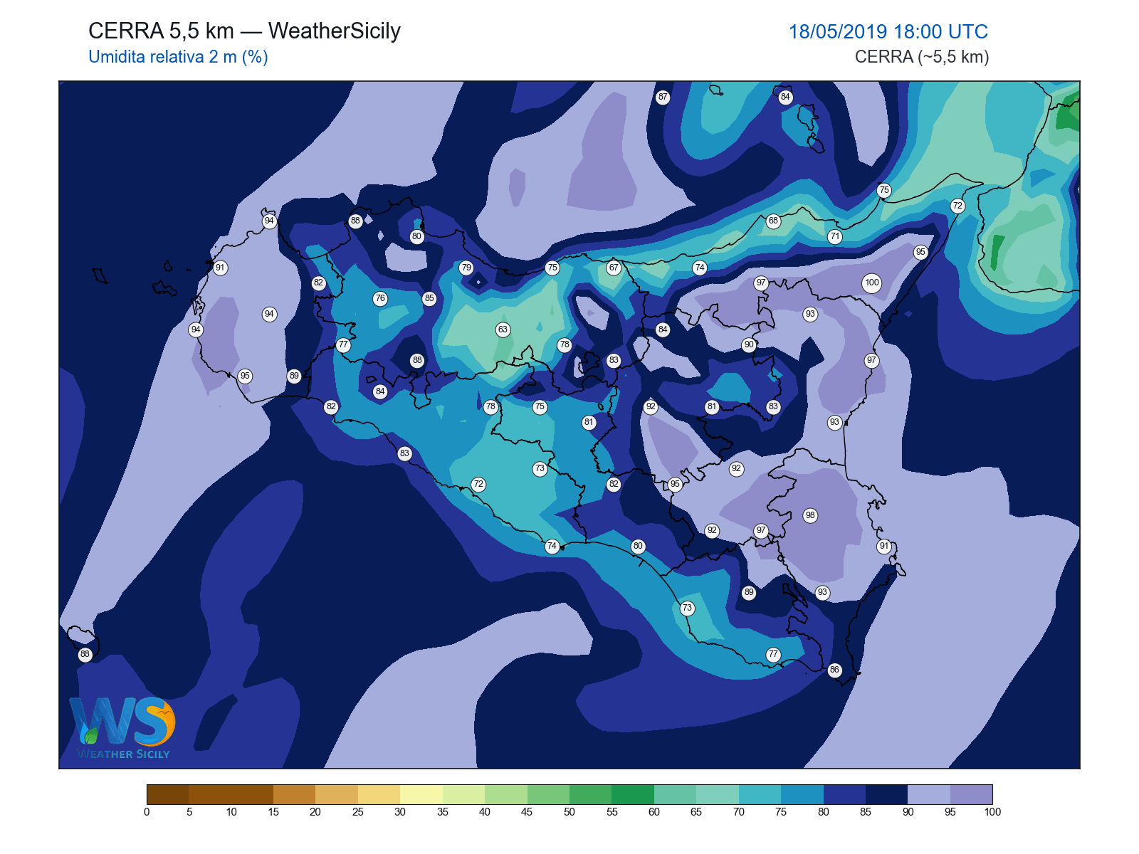 Umidità relativa 2 m · 2019051818