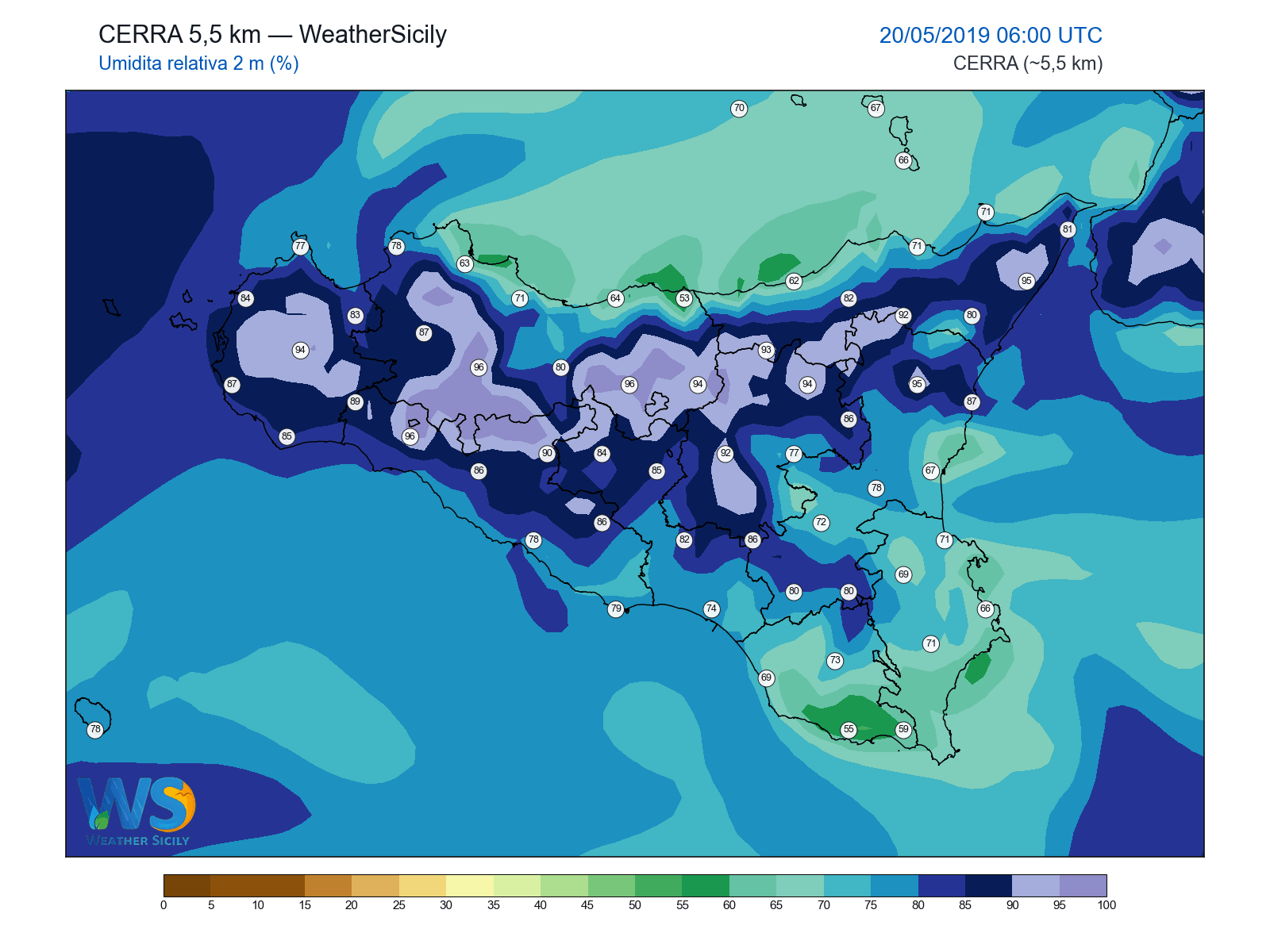 Umidità relativa 2 m · 2019052006