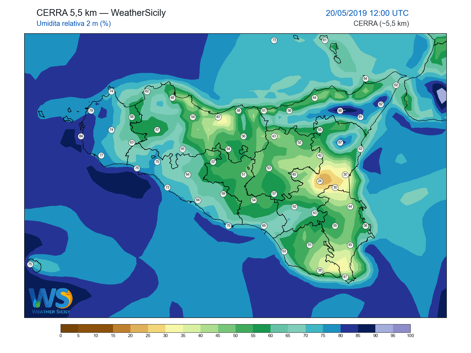 Umidità relativa 2 m · 2019052012