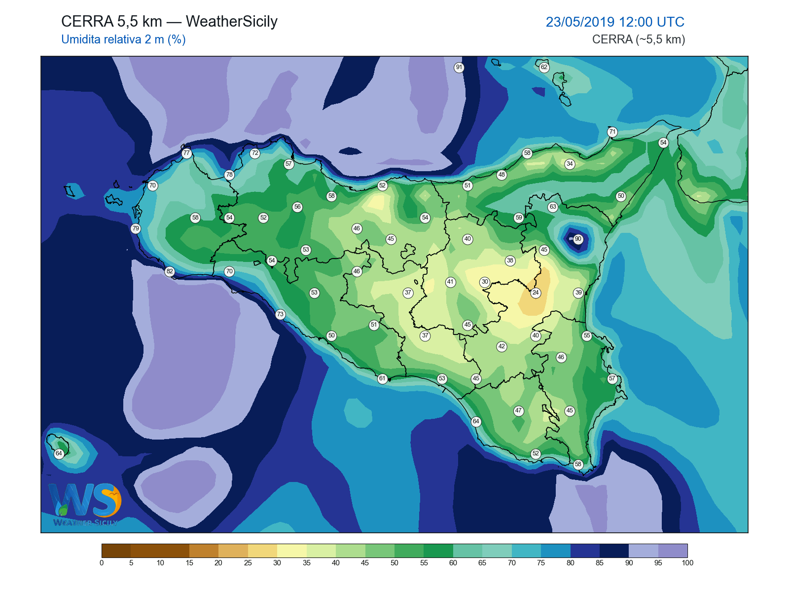 Umidità relativa 2 m · 2019052312