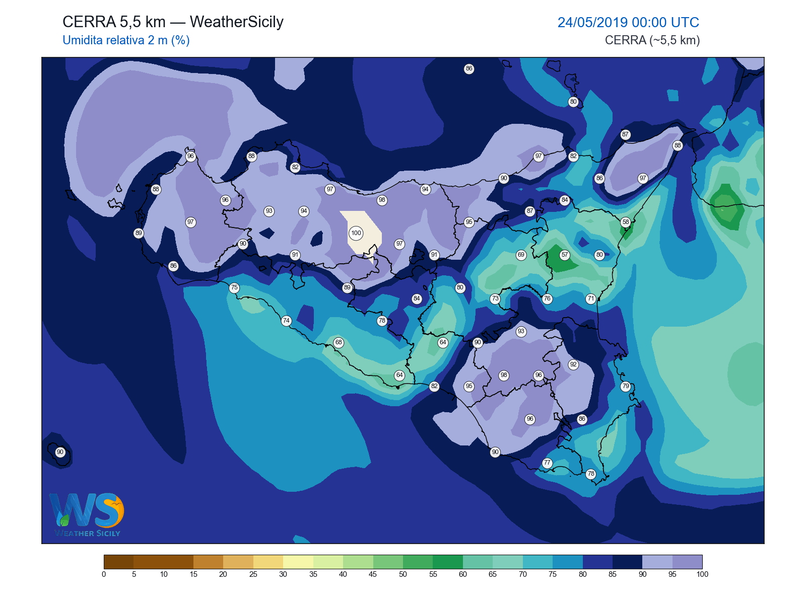 Umidità relativa 2 m · 2019052400