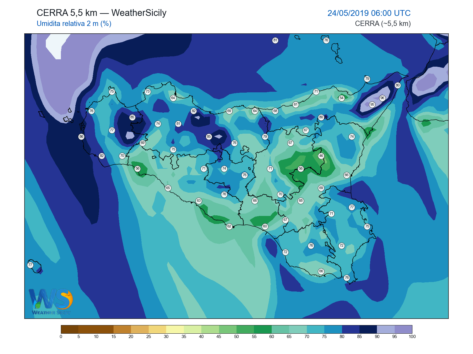 Umidità relativa 2 m · 2019052406