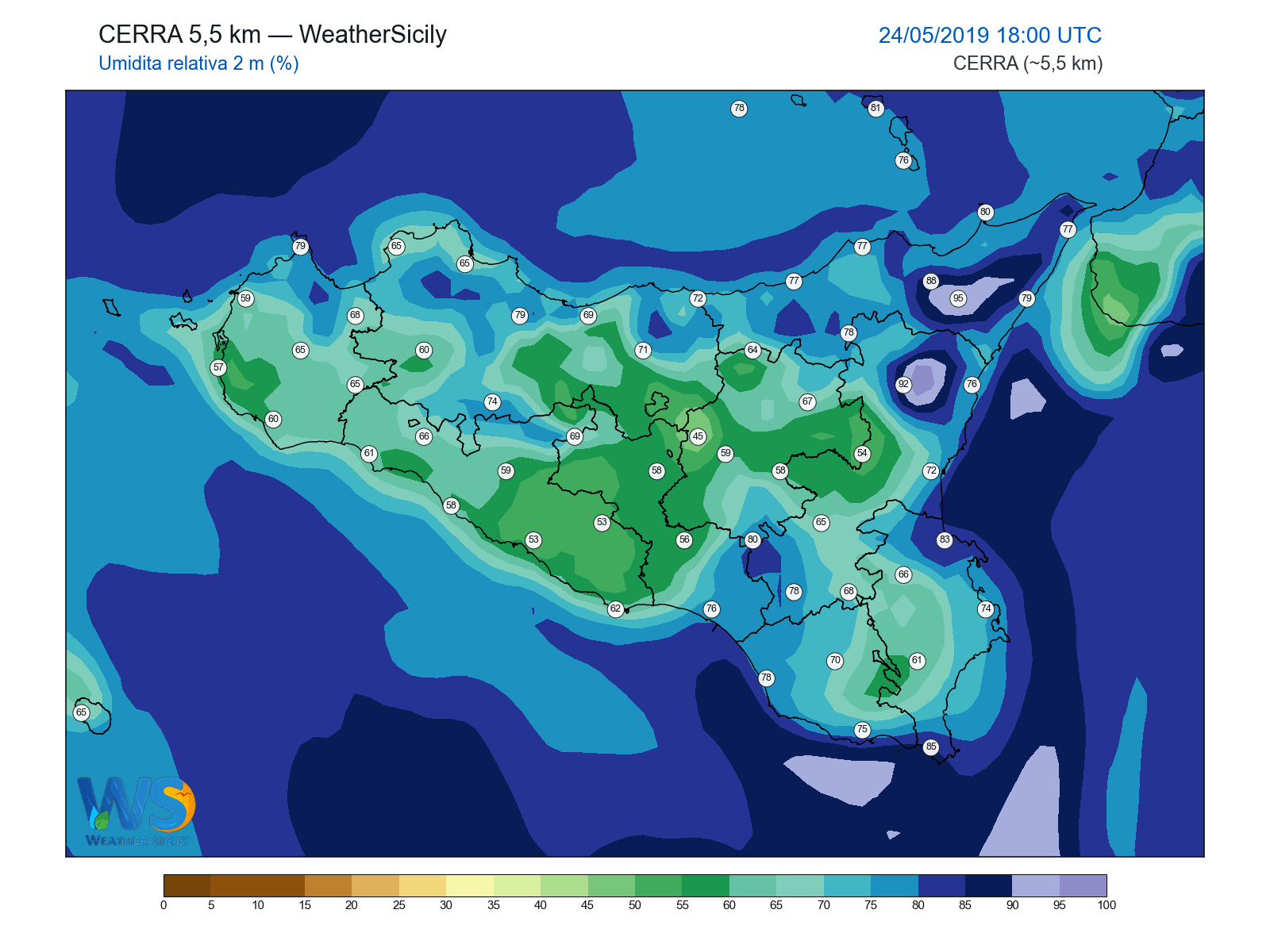 Umidità relativa 2 m · 2019052418