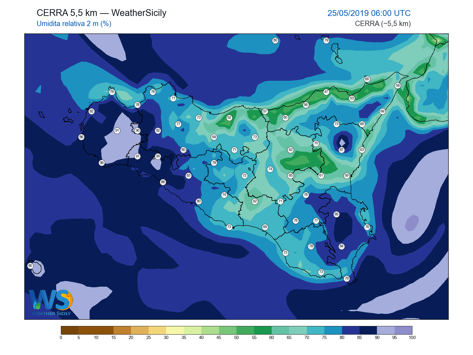 Umidità relativa 2 m · 2019052506
