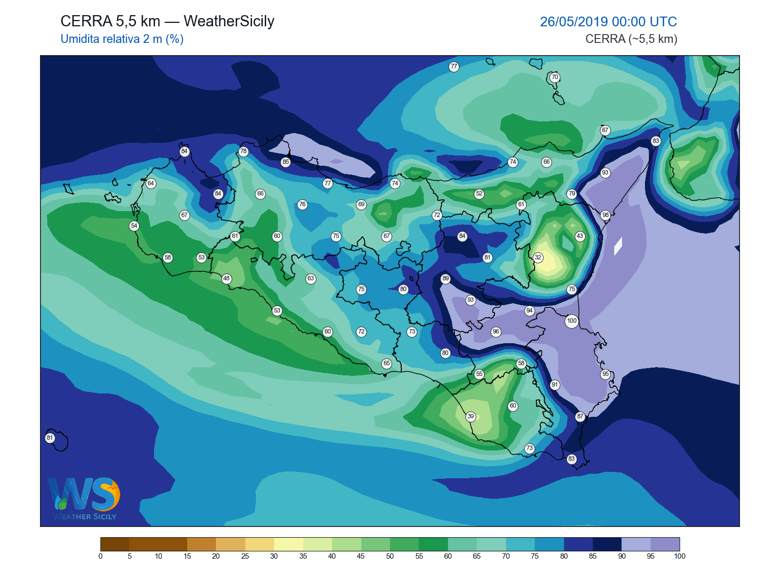 Umidità relativa 2 m · 2019052600