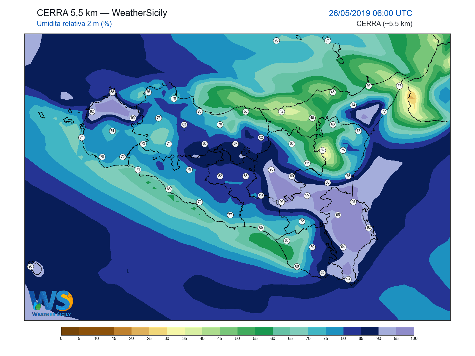 Umidità relativa 2 m · 2019052606