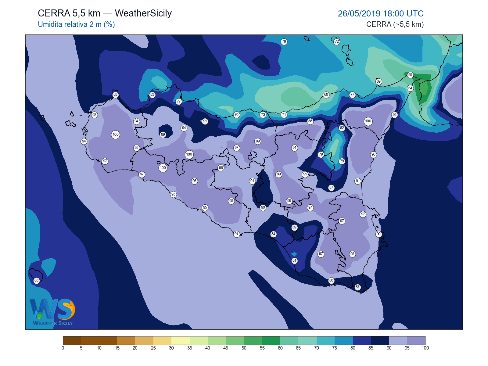 Umidità relativa 2 m · 2019052618