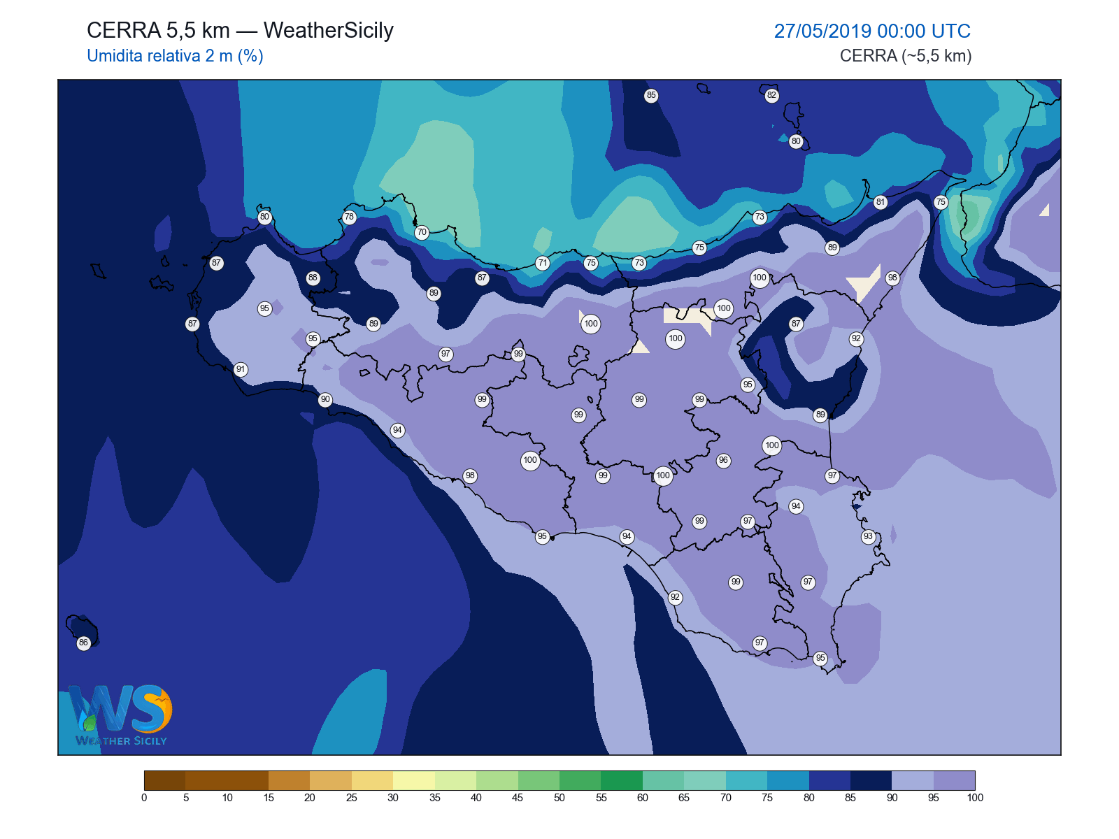 Umidità relativa 2 m · 2019052700