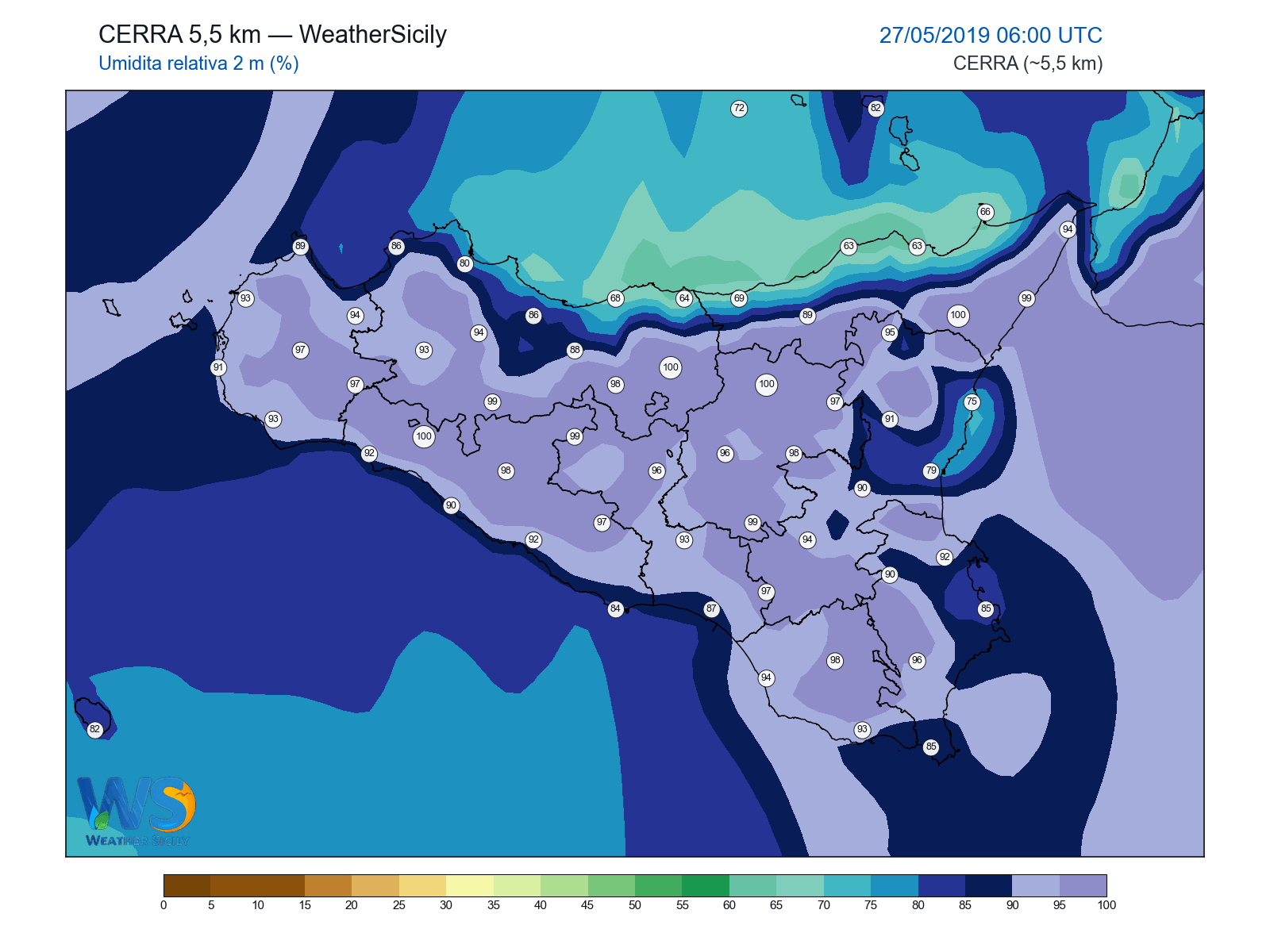 Umidità relativa 2 m · 2019052706