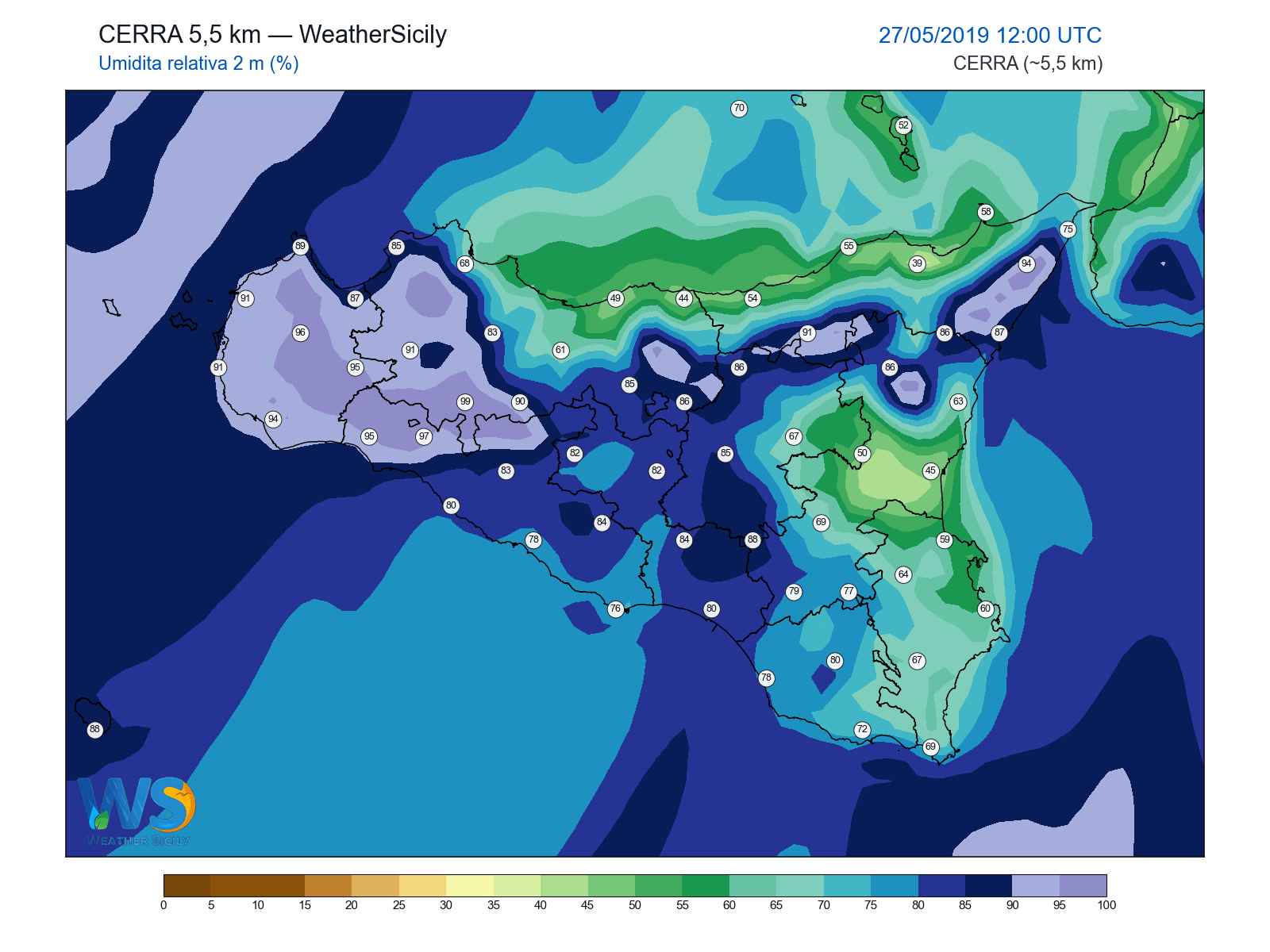 Umidità relativa 2 m · 2019052712