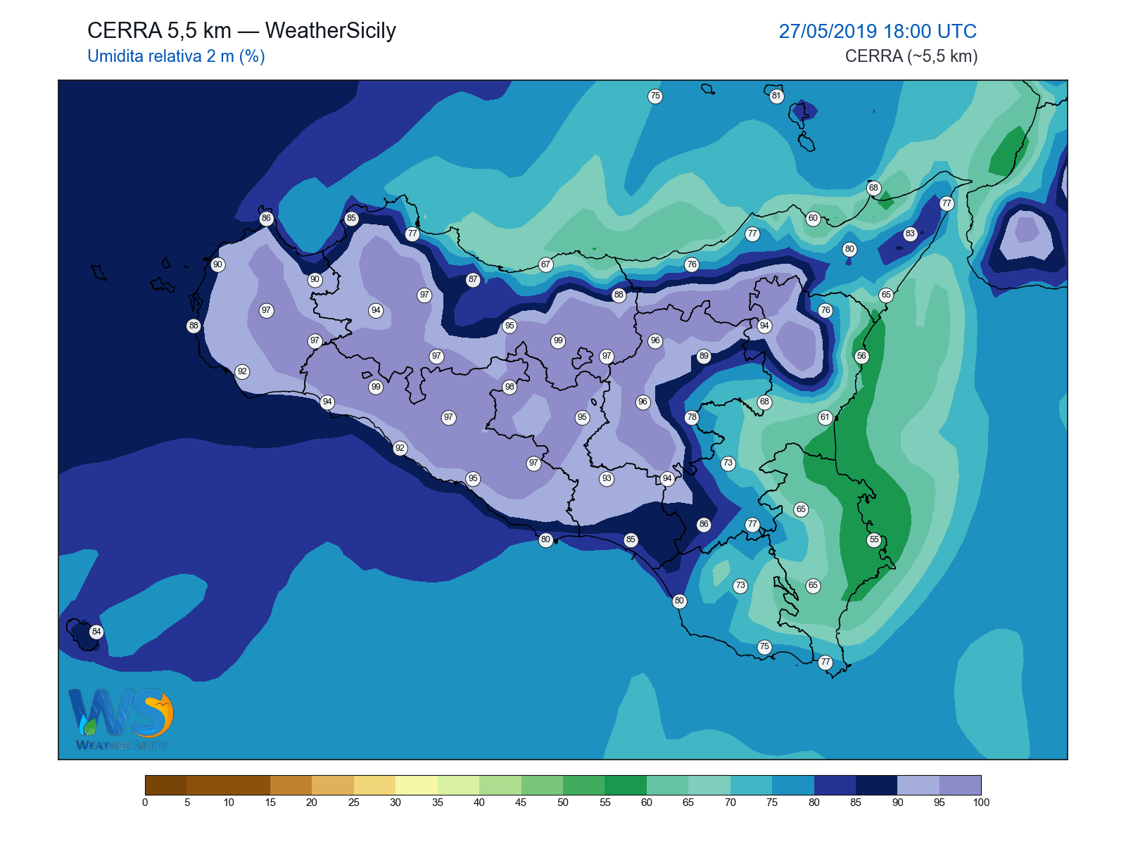 Umidità relativa 2 m · 2019052718