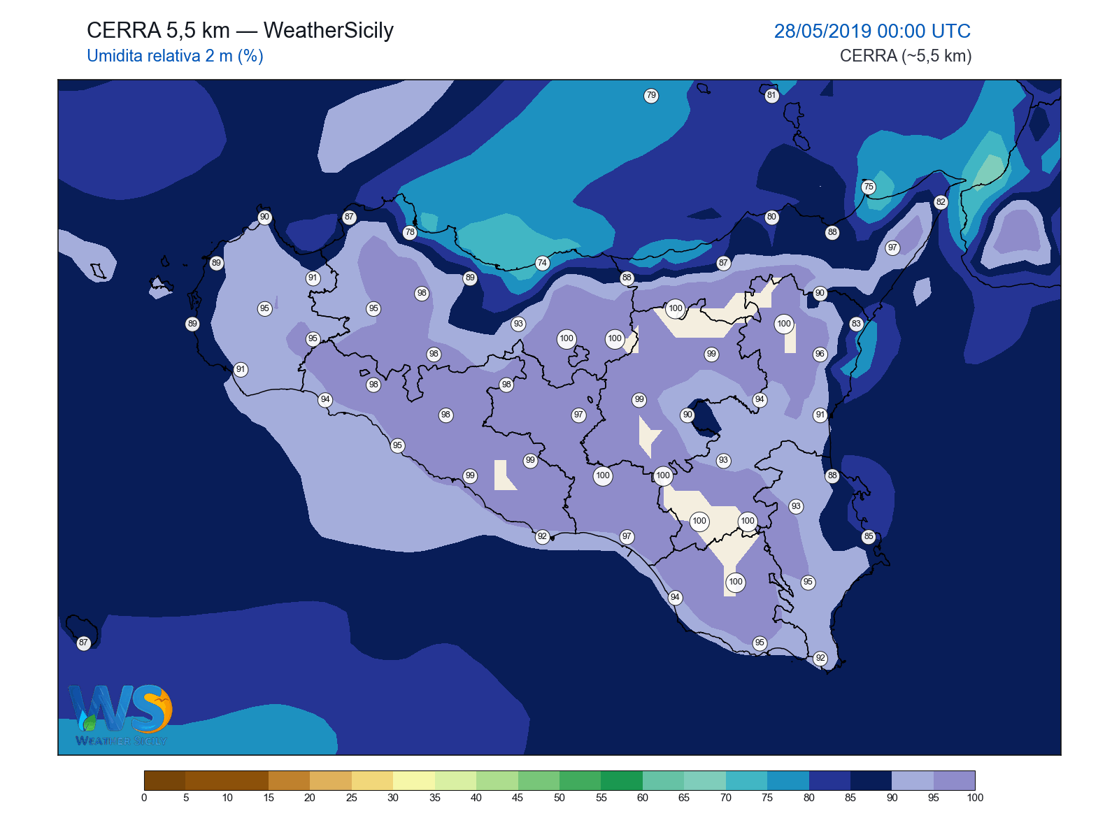 Umidità relativa 2 m · 2019052800