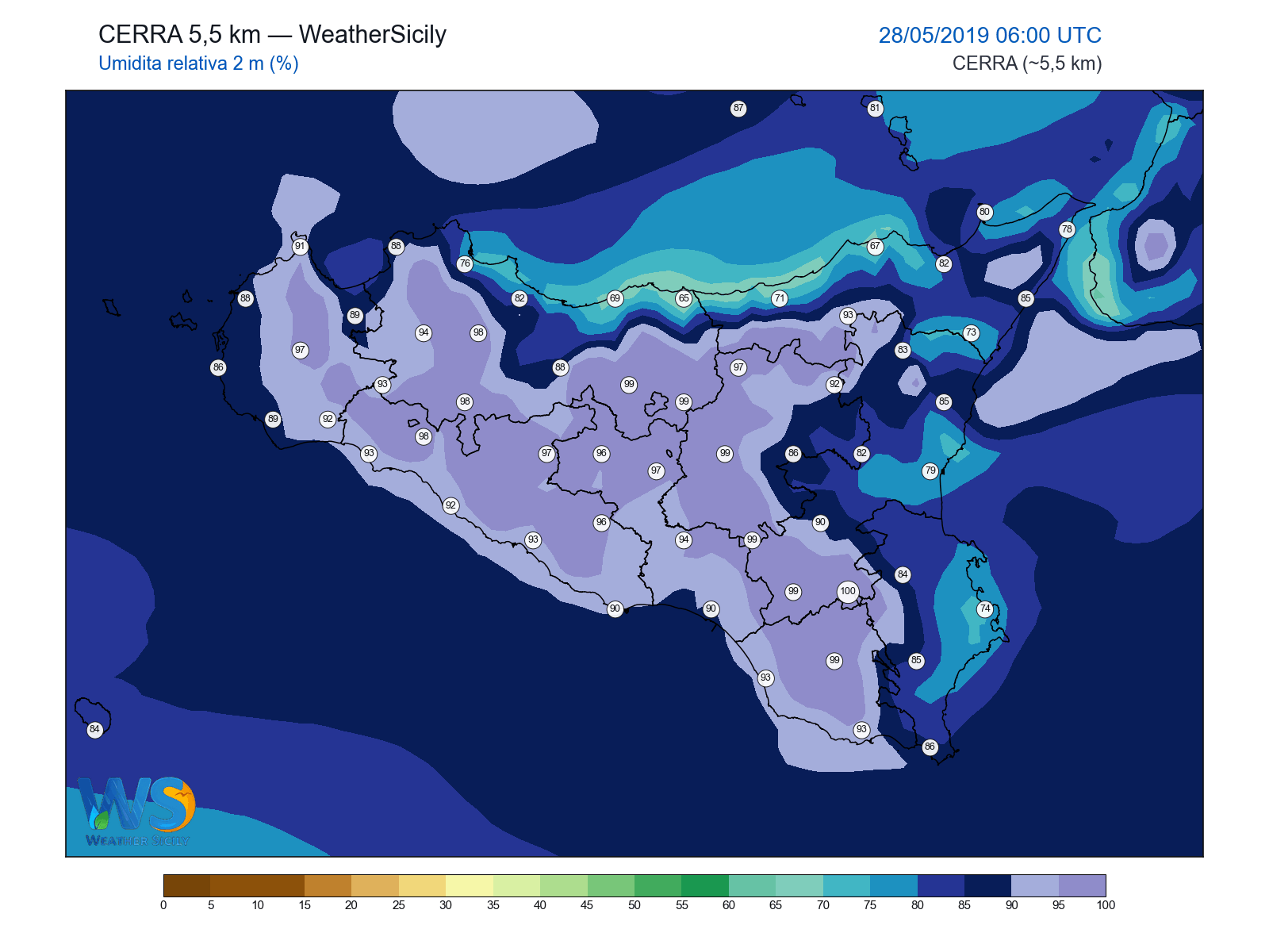 Umidità relativa 2 m · 2019052806