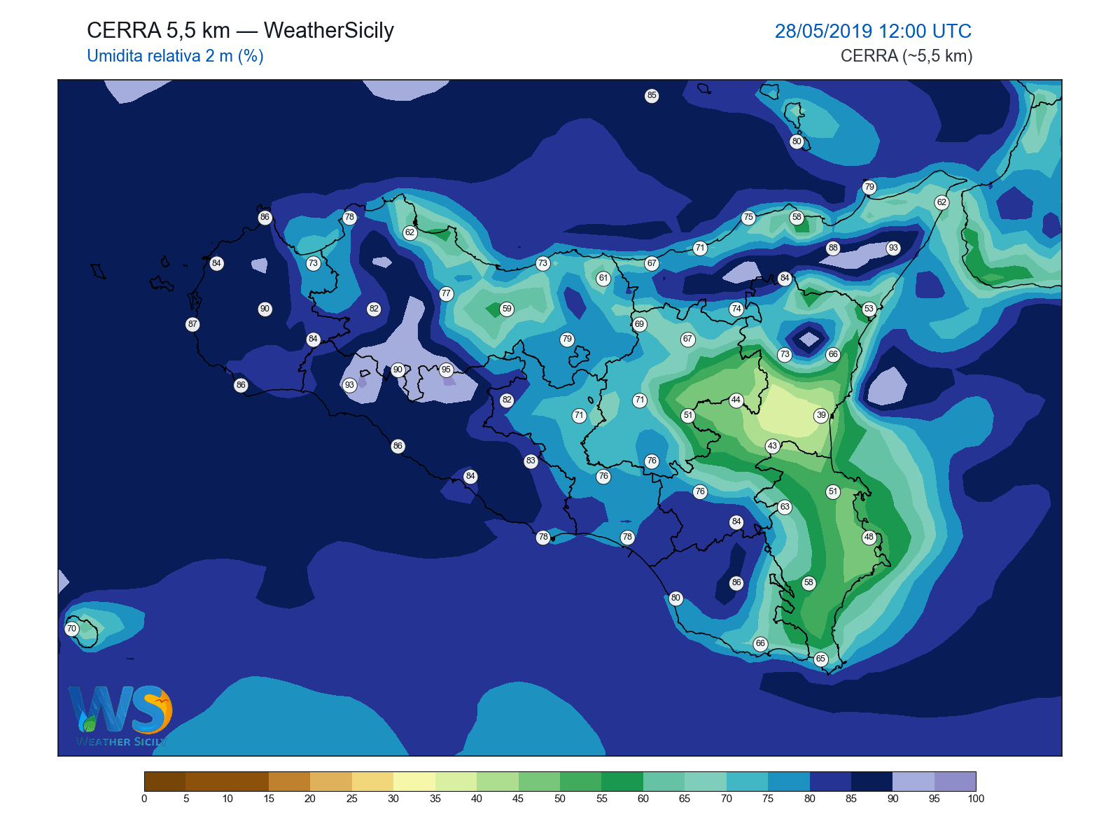 Umidità relativa 2 m · 2019052812