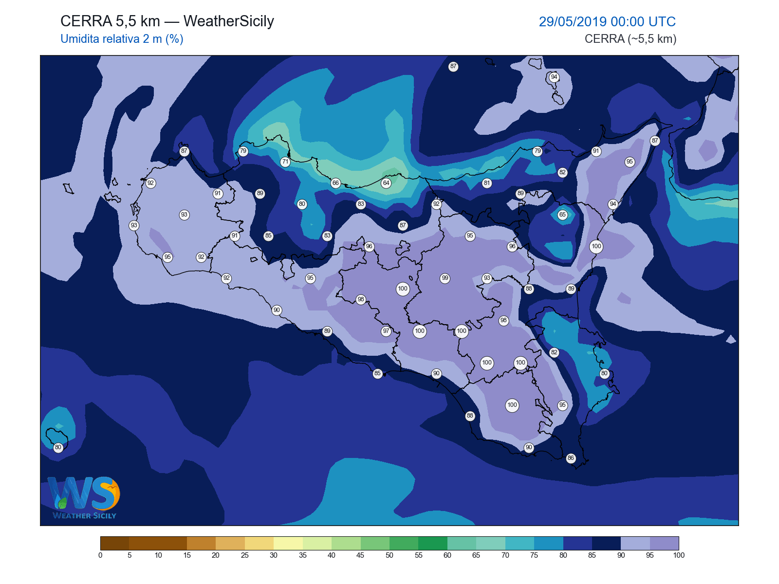 Umidità relativa 2 m · 2019052900