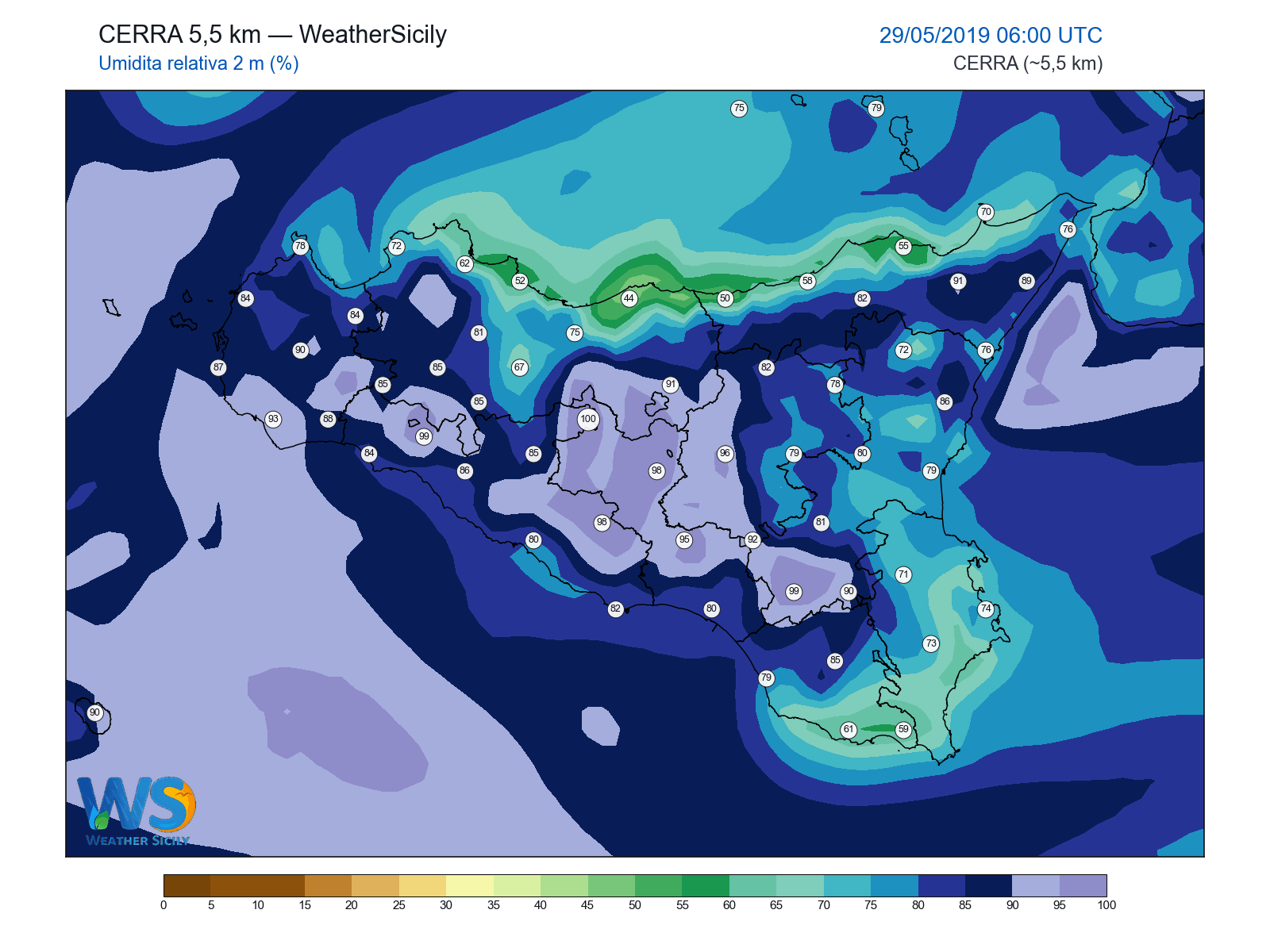 Umidità relativa 2 m · 2019052906