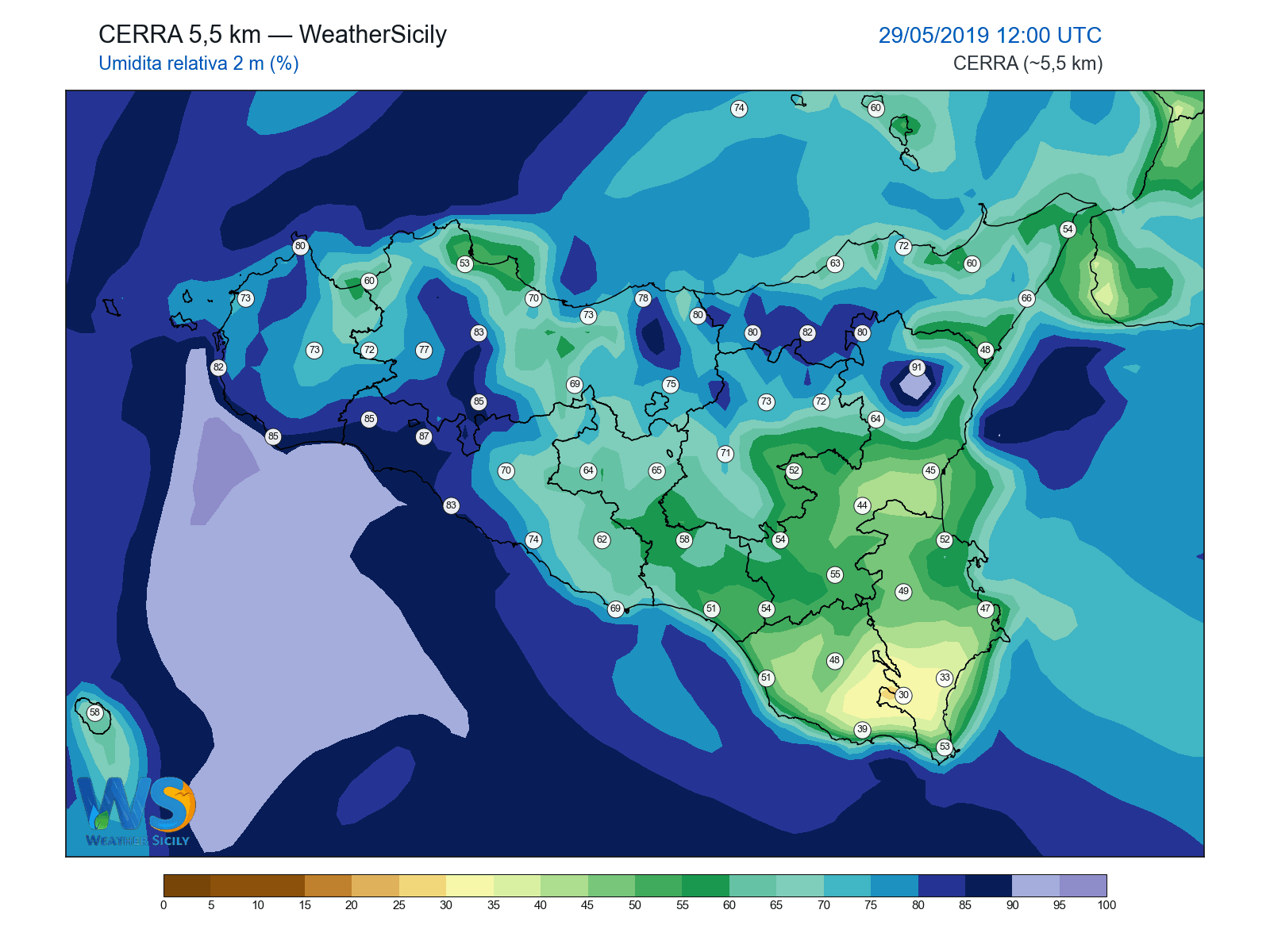 Umidità relativa 2 m · 2019052912