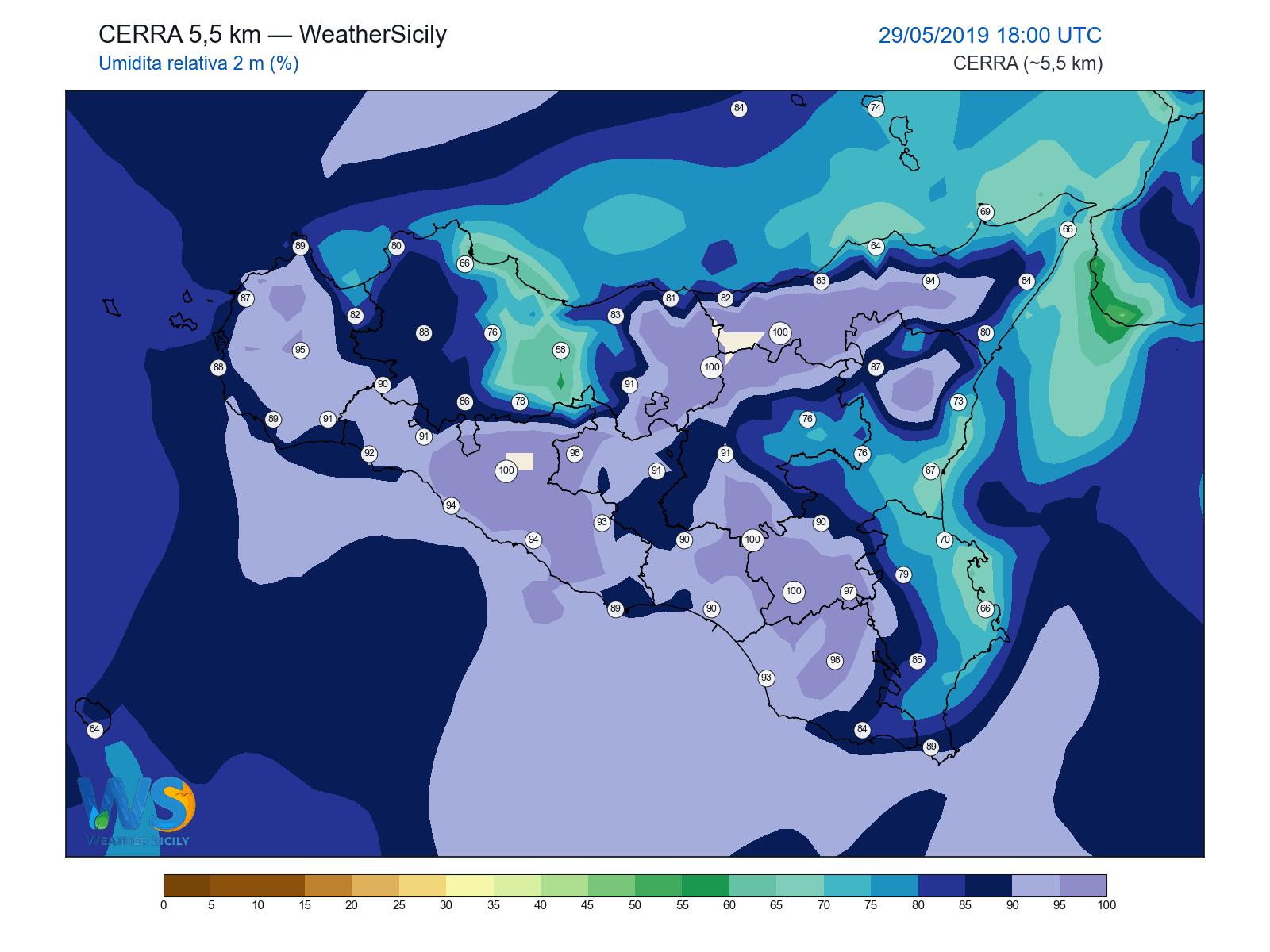 Umidità relativa 2 m · 2019052918