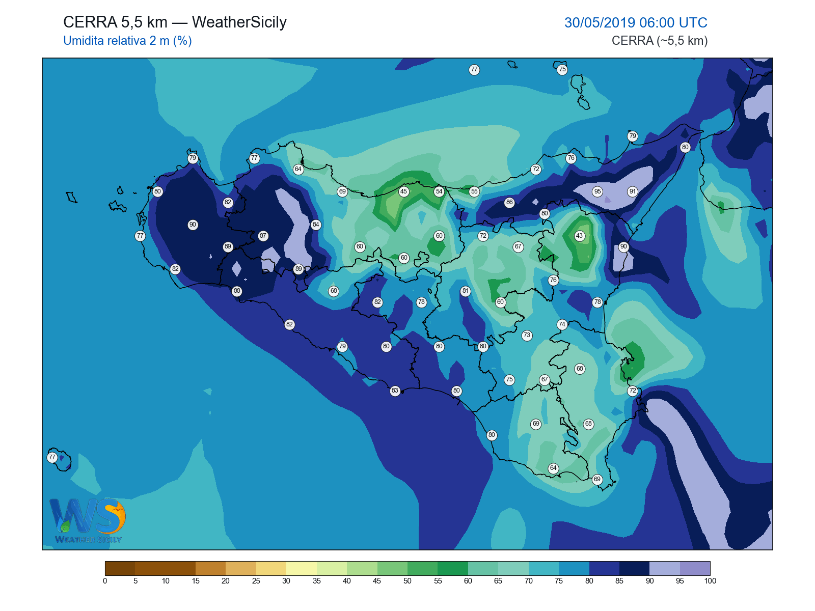 Umidità relativa 2 m · 2019053006