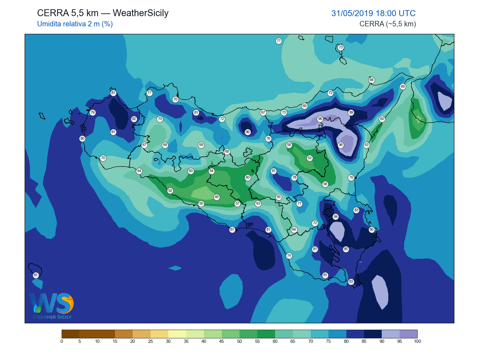 Umidità relativa 2 m · 2019053118