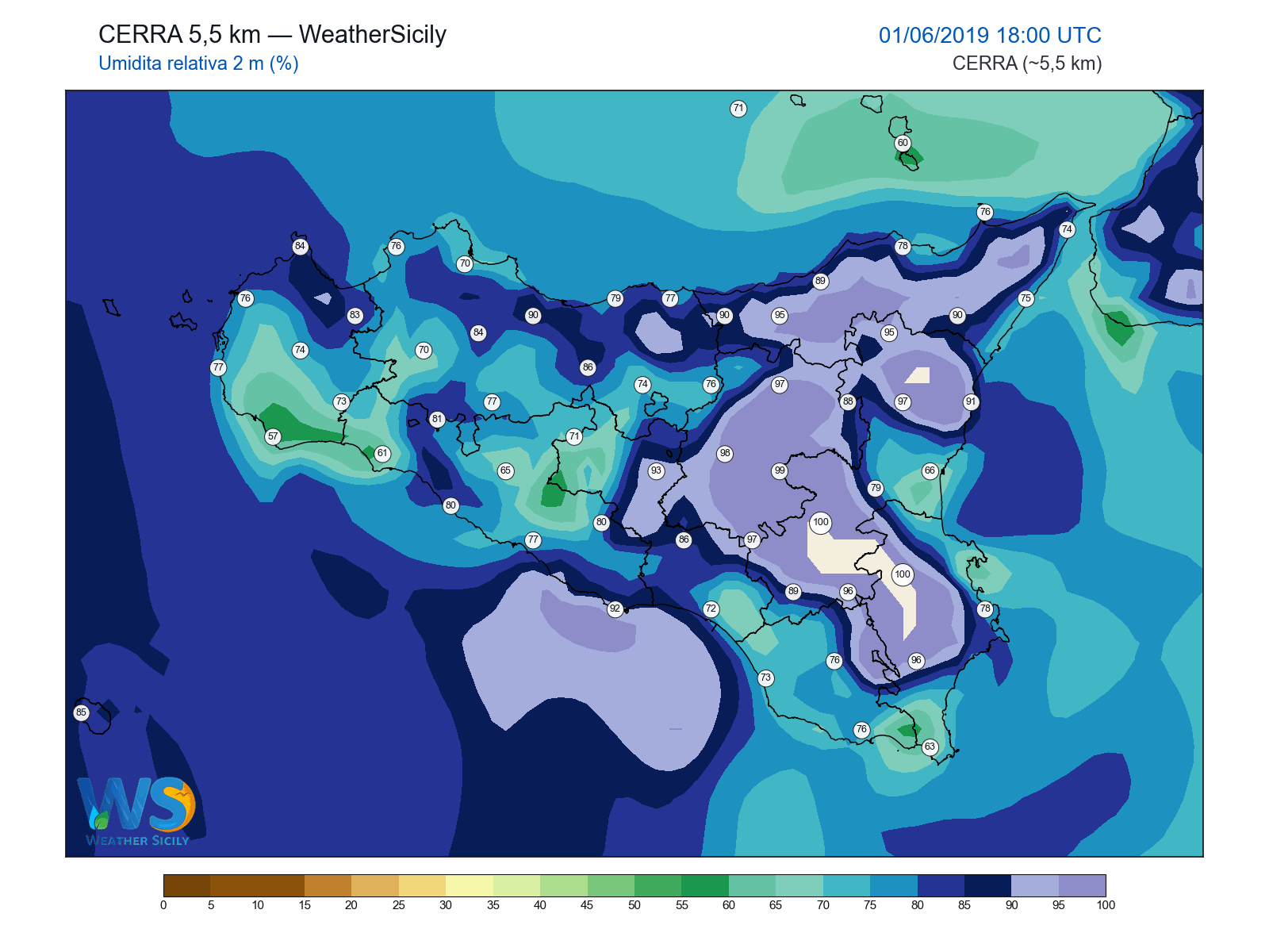 Umidità relativa 2 m · 2019060118