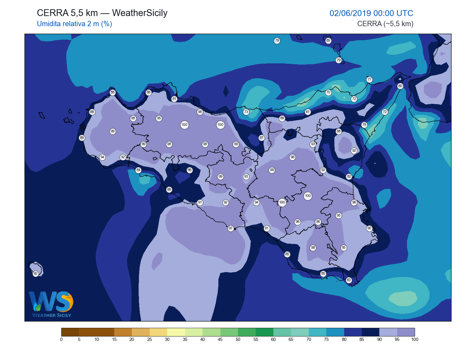 Umidità relativa 2 m · 2019060200