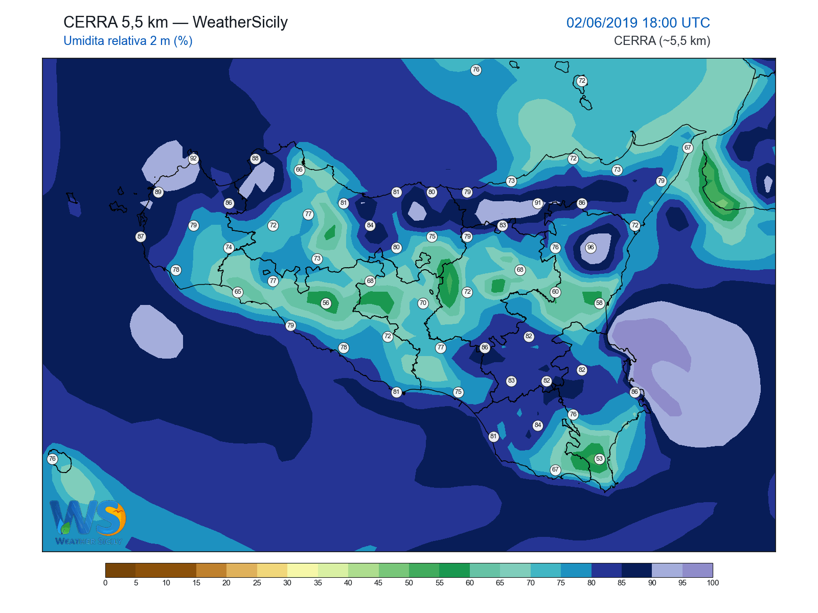 Umidità relativa 2 m · 2019060218