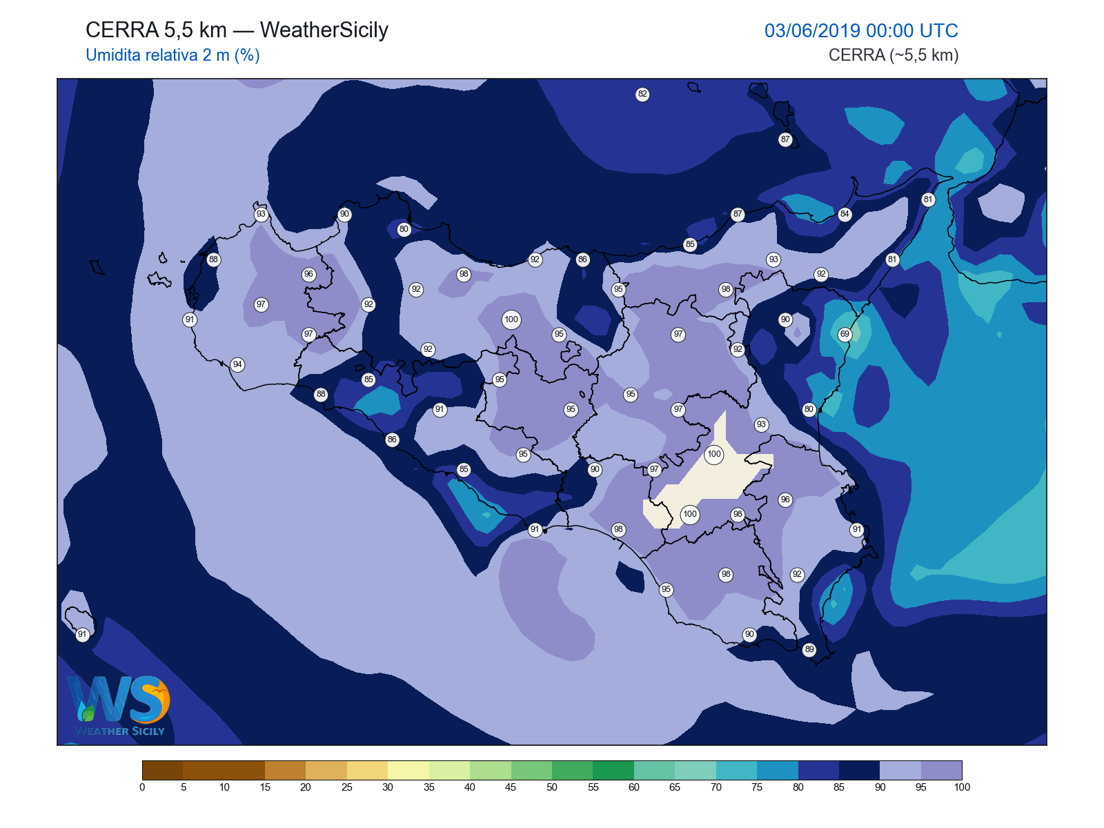 Umidità relativa 2 m · 2019060300