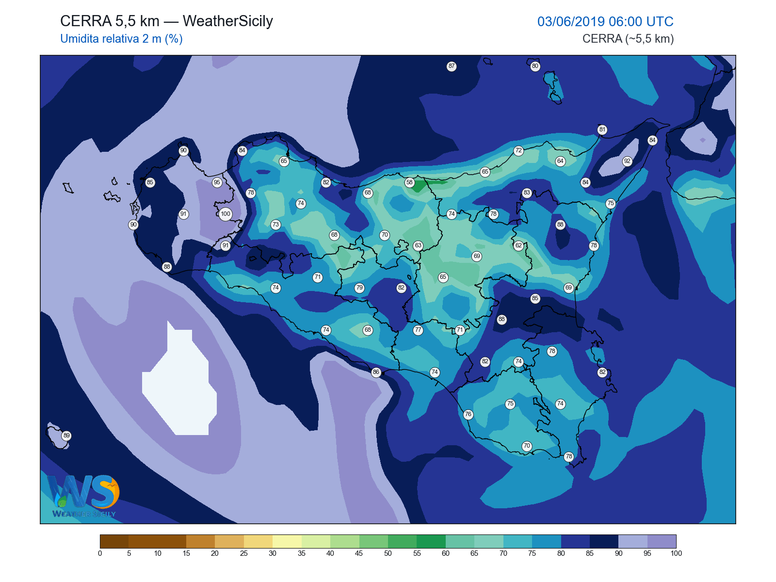 Umidità relativa 2 m · 2019060306