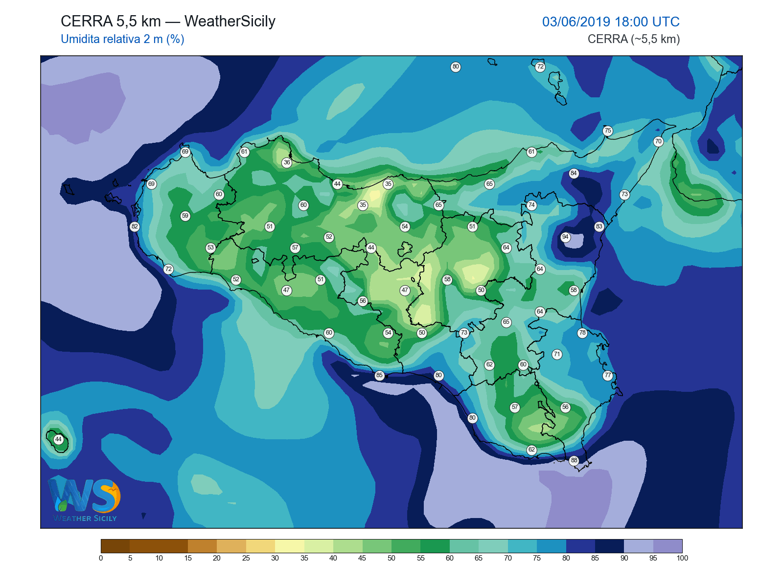 Umidità relativa 2 m · 2019060318