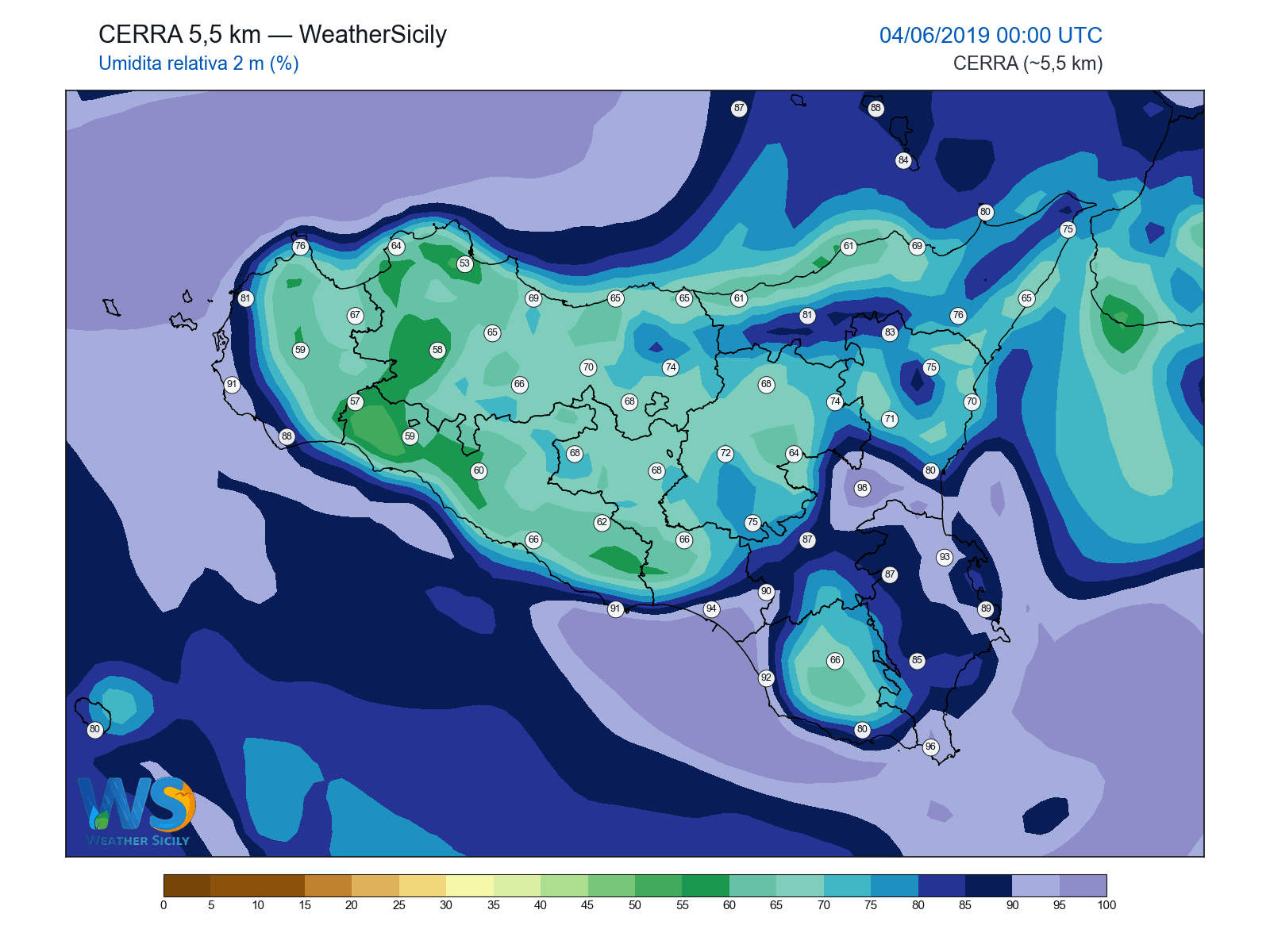 Umidità relativa 2 m · 2019060400