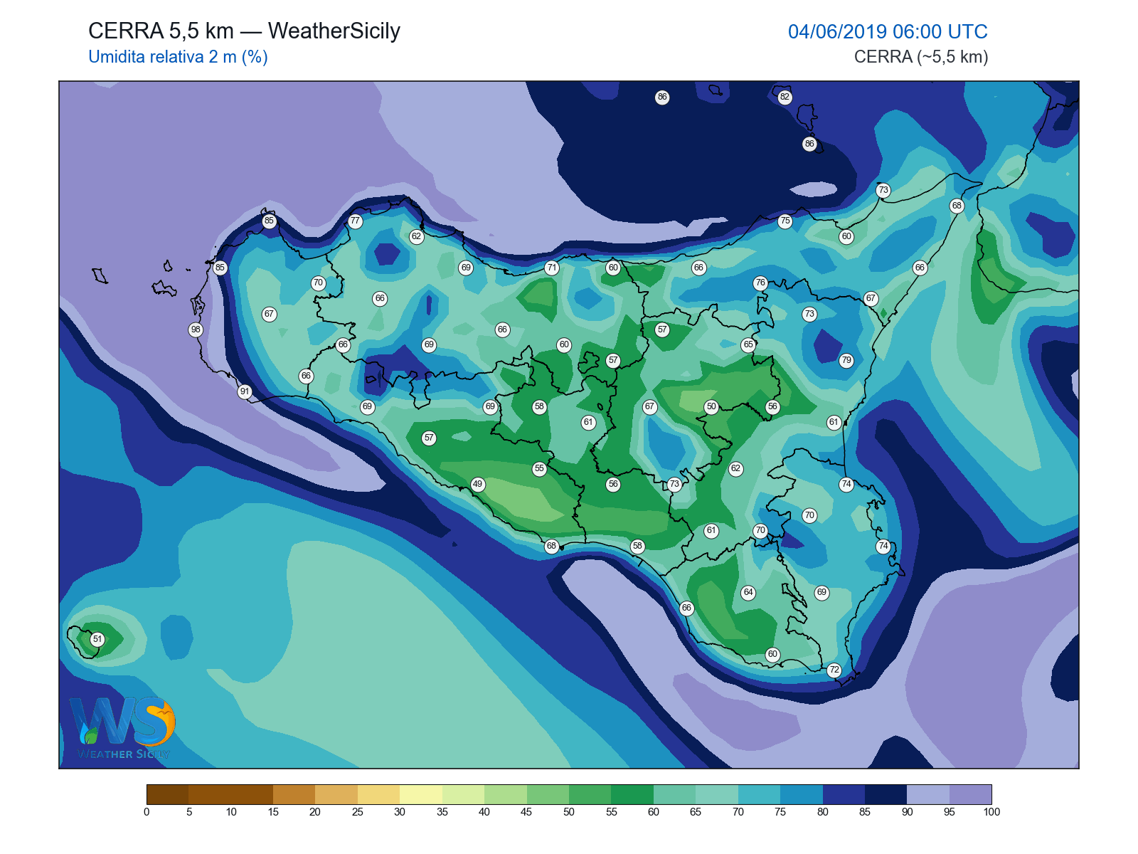 Umidità relativa 2 m · 2019060406
