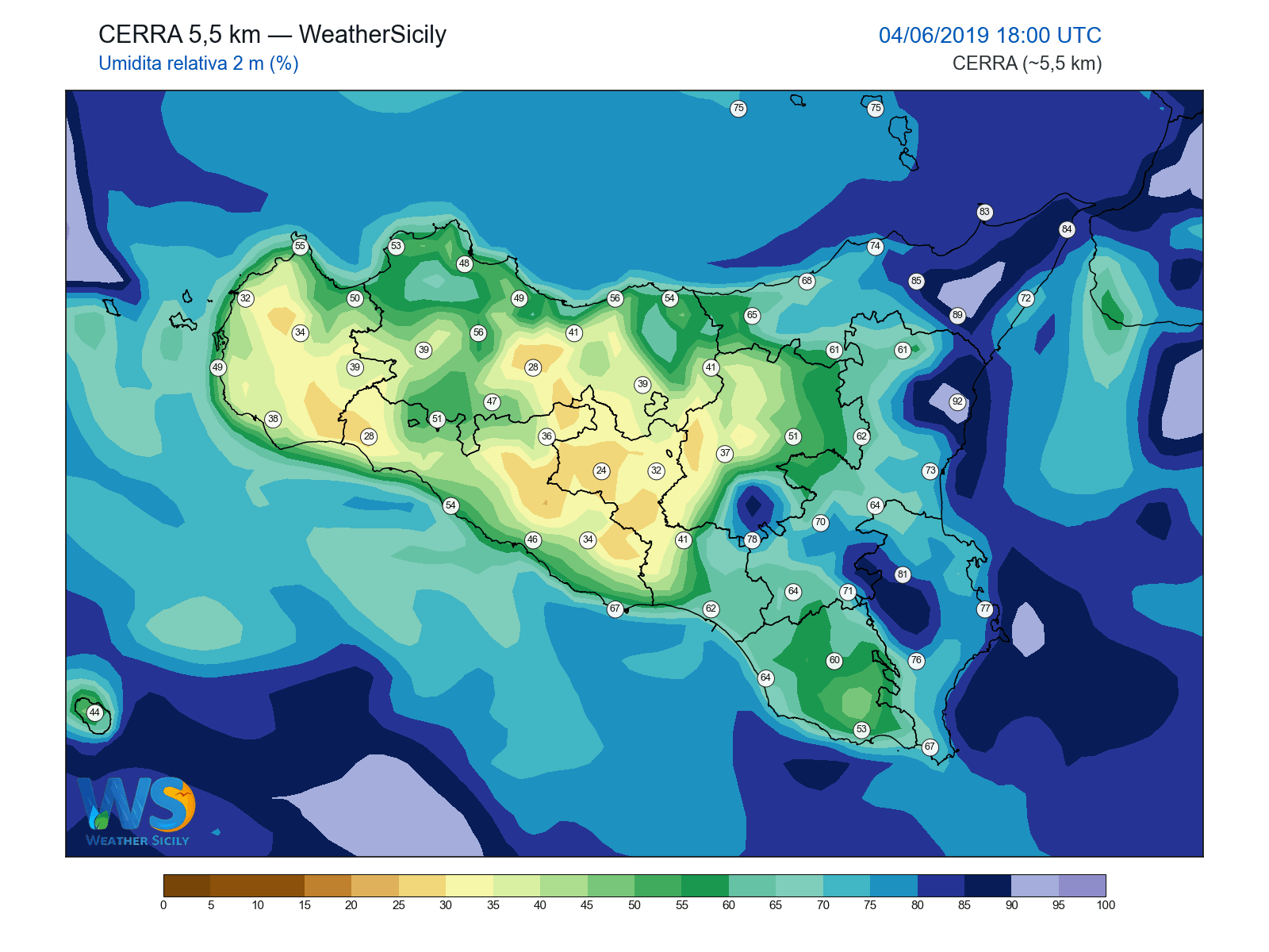 Umidità relativa 2 m · 2019060418